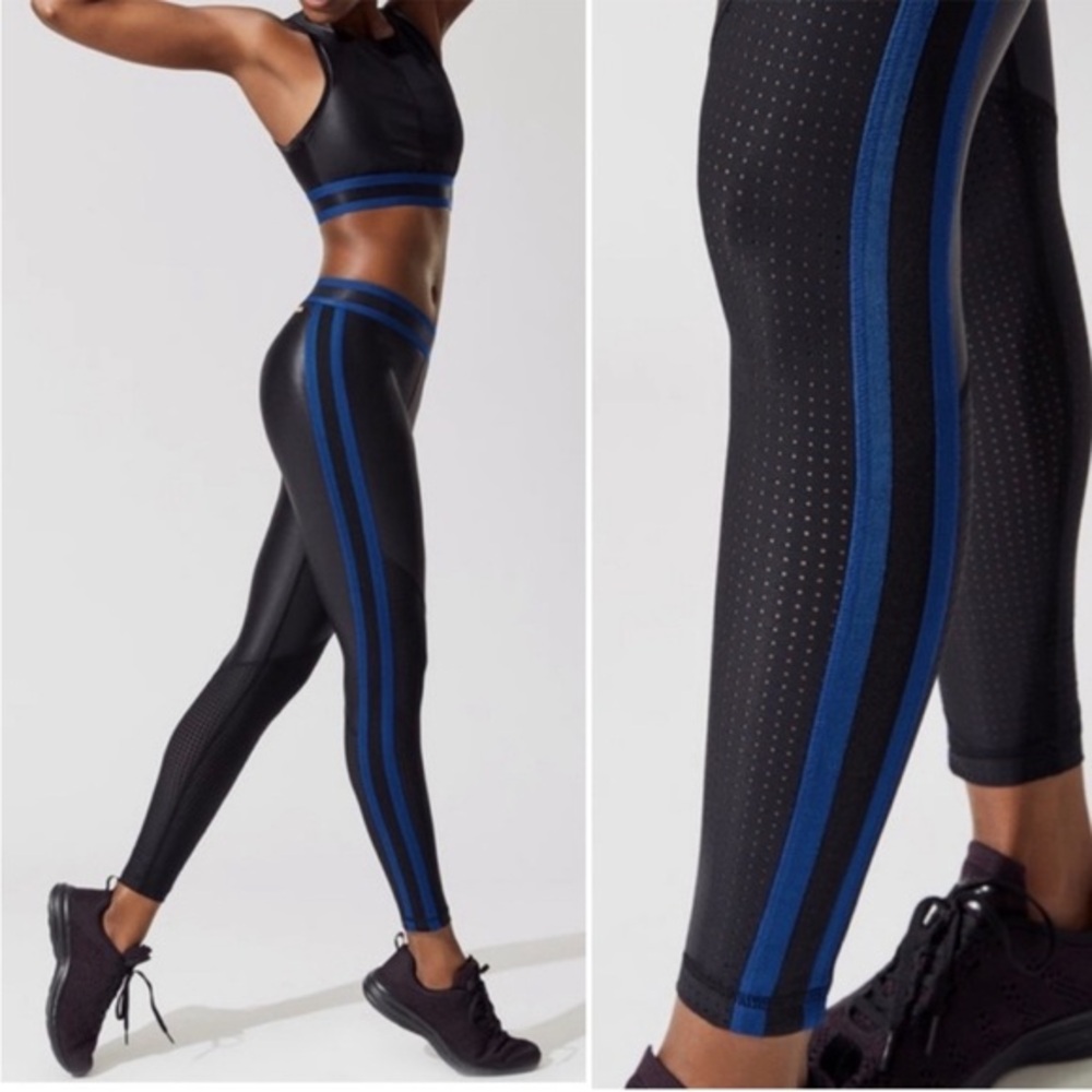 Alala Varsity Tight Leggings Size Small Black Wave Blue‎ Athleisure Workout